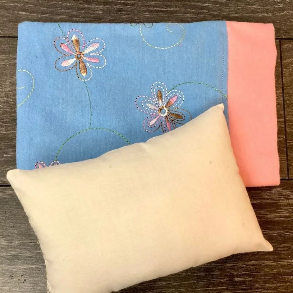 Doll Nightgown Pillow Blue Embroidered Flowers fits American Girl and 18” Dolls - Picture 4 of 5